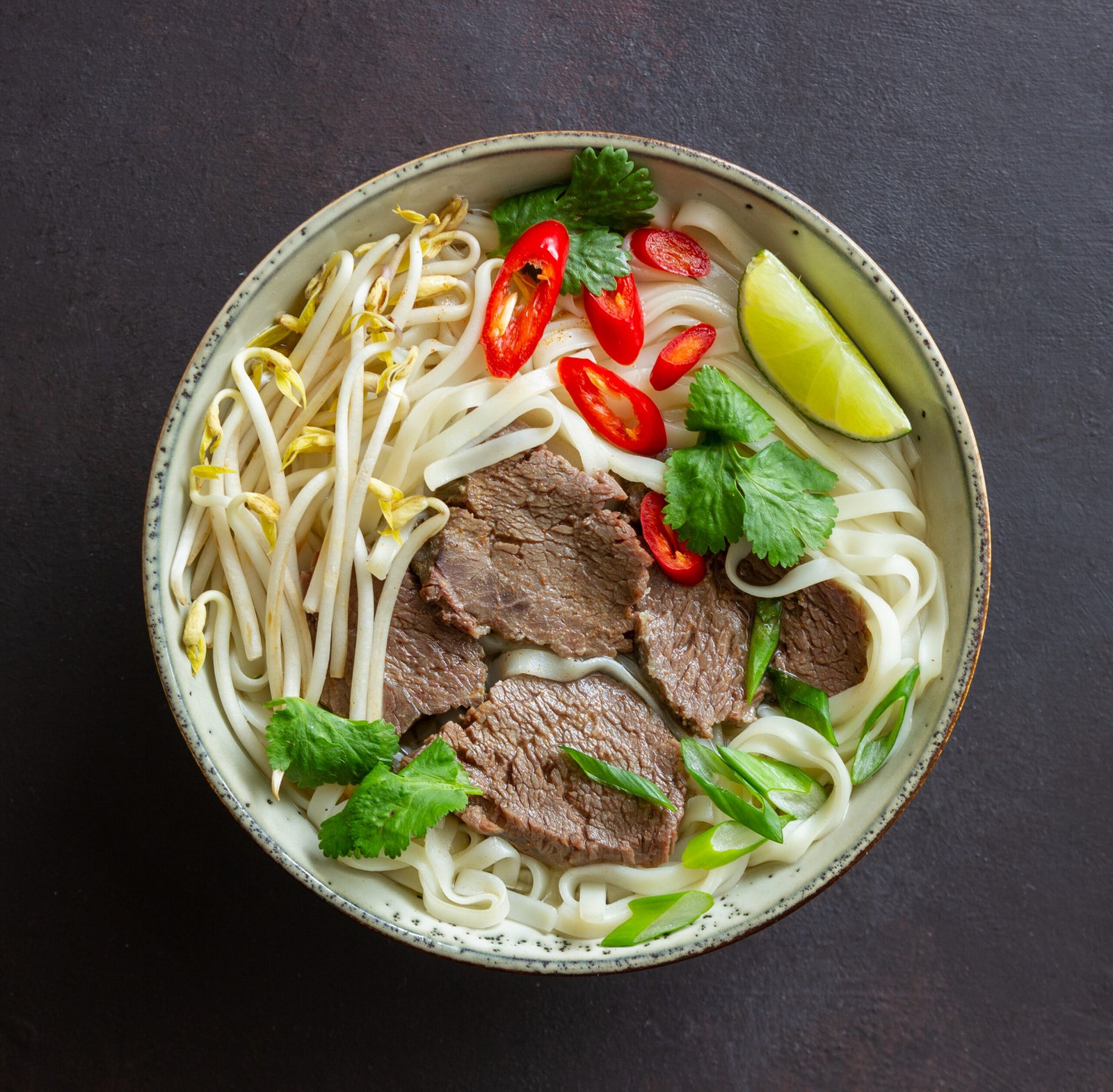 Pho Bo vietnamese soup with beef. Asian food. National cuisine
